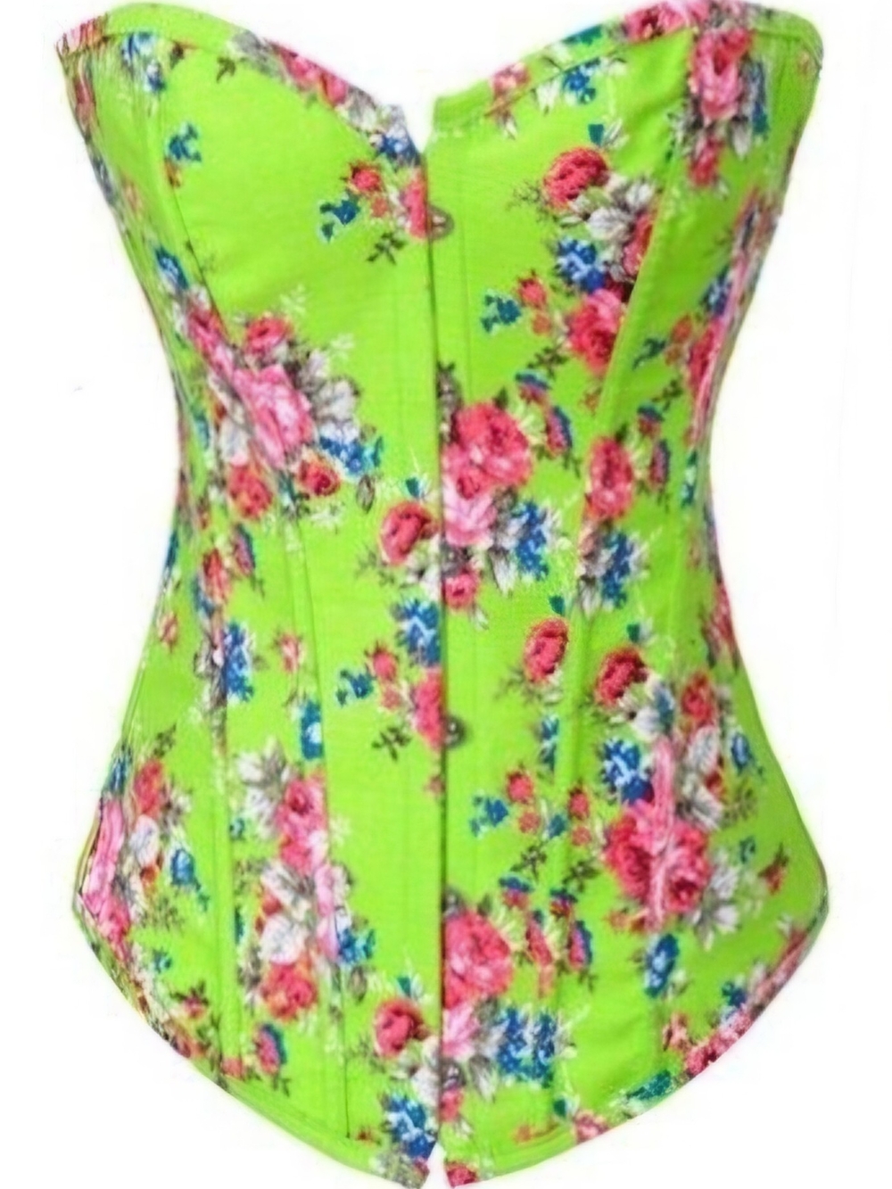 Neon Lime Denim Floral Corset Top